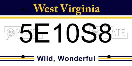 5E10S8 West Virginia License Plate