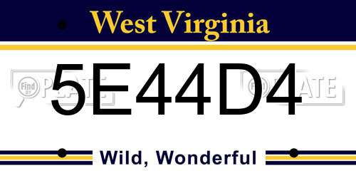 5E44D4 West Virginia License Plate