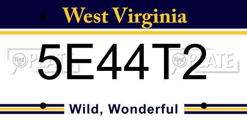 5E44T2 West Virginia License Plate