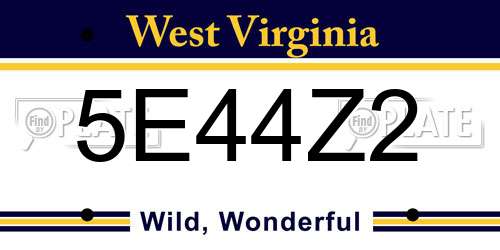 5E44Z2 West Virginia License Plate