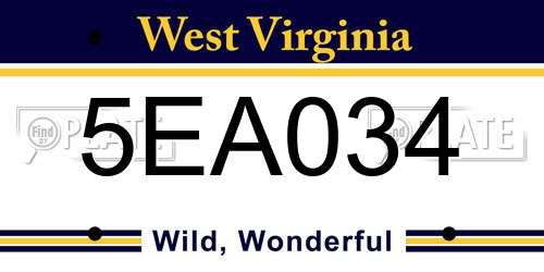 5EA034 West Virginia License Plate