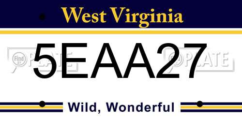 5EAA27 West Virginia License Plate