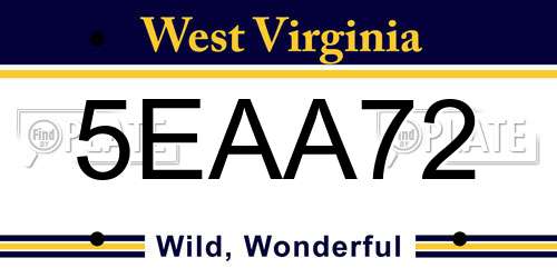 5EAA72 West Virginia License Plate