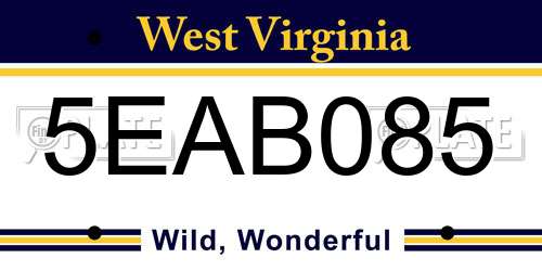 5EAB085 West Virginia License Plate