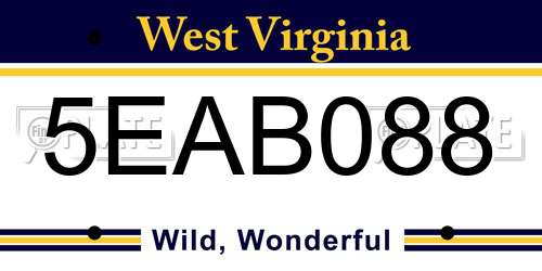 5EAB088 West Virginia License Plate