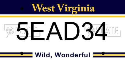 5EAD34 West Virginia License Plate