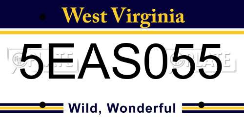 5EAS055 West Virginia License Plate