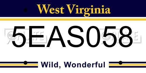 5EAS058 West Virginia License Plate