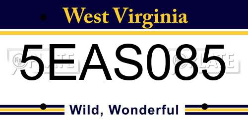 5EAS085 West Virginia License Plate