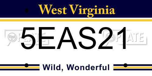 5EAS21 West Virginia License Plate