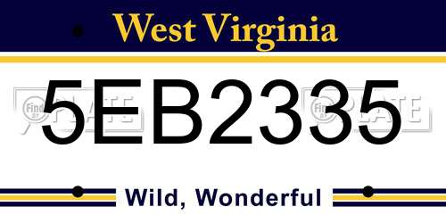 5EB2335 West Virginia License Plate