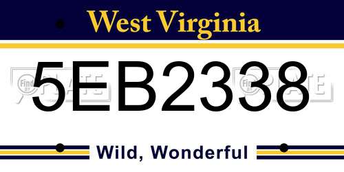 5EB2338 West Virginia License Plate