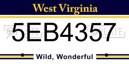 5EB4357 West Virginia License Plate