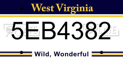 5EB4382 West Virginia License Plate