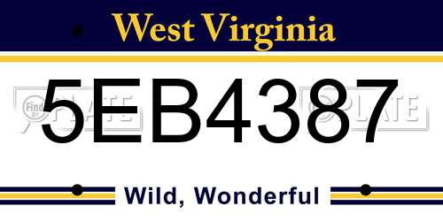 5EB4387 West Virginia License Plate