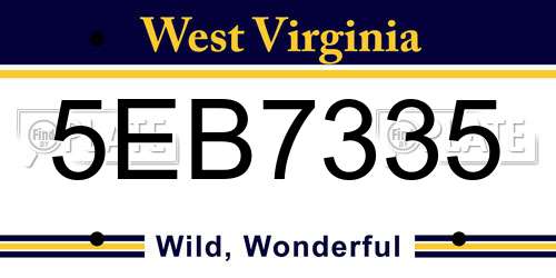 5EB7335 West Virginia License Plate