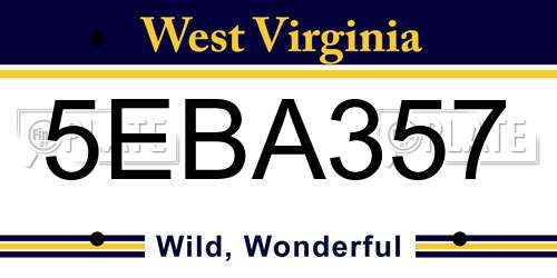 5EBA357 West Virginia License Plate