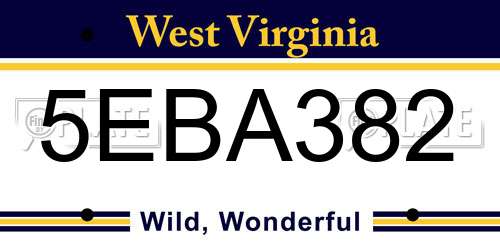 5EBA382 West Virginia License Plate