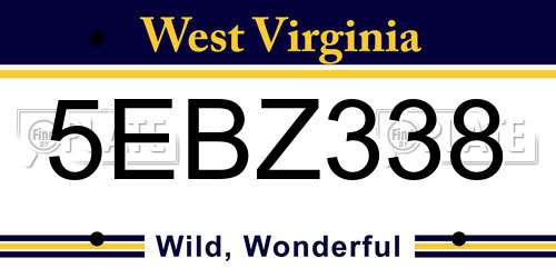 5EBZ338 West Virginia License Plate