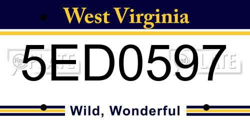 5ED0597 West Virginia License Plate