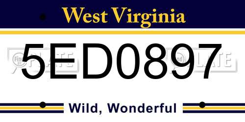 5ED0897 West Virginia License Plate