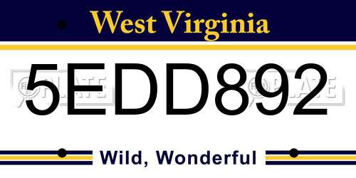 5EDD892 West Virginia License Plate