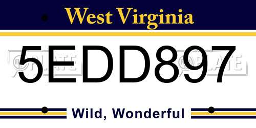 5EDD897 West Virginia License Plate