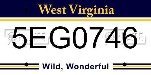 5EG0746 West Virginia License Plate