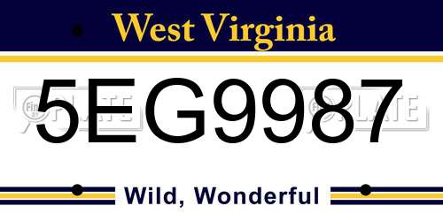 5EG9987 West Virginia License Plate