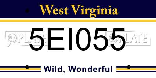 5EI055 West Virginia License Plate