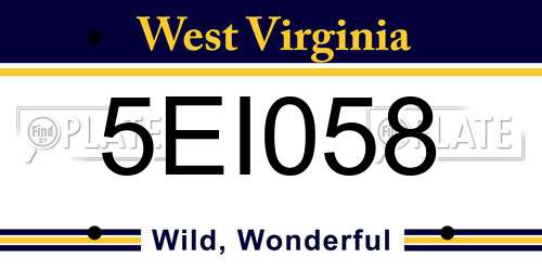 5EI058 West Virginia License Plate