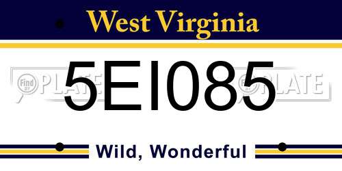 5EI085 West Virginia License Plate