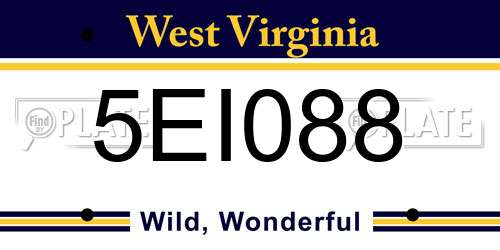 5EI088 West Virginia License Plate