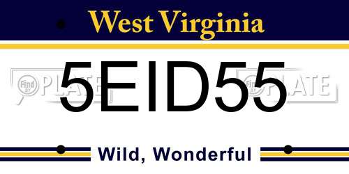 5EID55 West Virginia License Plate