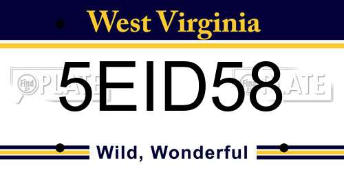 5EID58 West Virginia License Plate