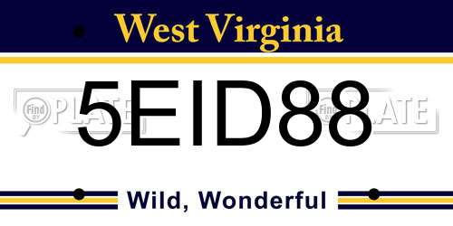 5EID88 West Virginia License Plate