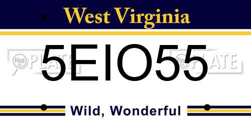 5EIO55 West Virginia License Plate