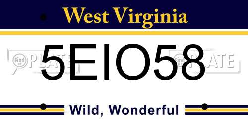 5EIO58 West Virginia License Plate