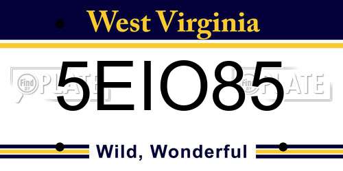 5EIO85 West Virginia License Plate