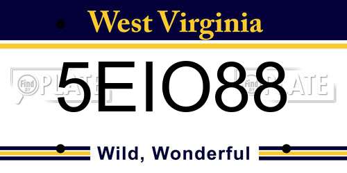 5EIO88 West Virginia License Plate