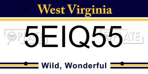 5EIQ55 West Virginia License Plate