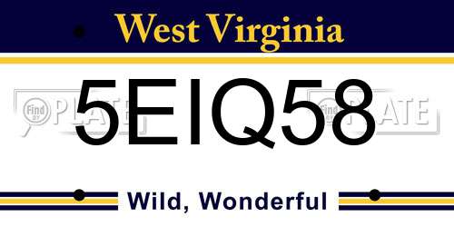 5EIQ58 West Virginia License Plate
