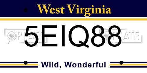 5EIQ88 West Virginia License Plate