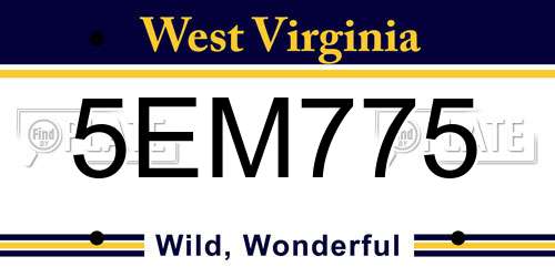 5EM775 West Virginia License Plate