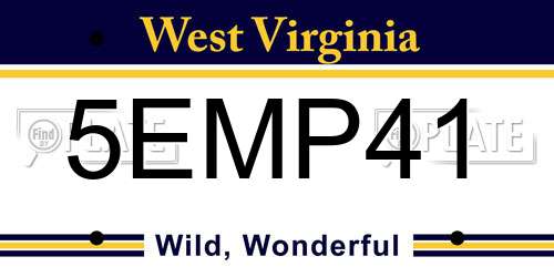 5EMP41 West Virginia License Plate