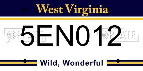 5EN012 West Virginia License Plate