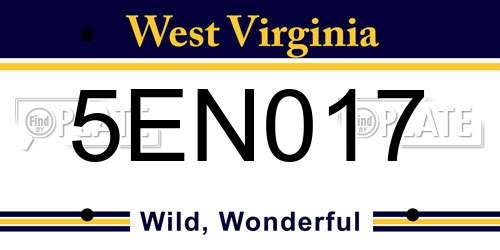 5EN017 West Virginia License Plate