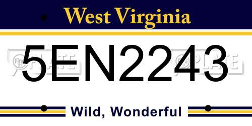 5EN2243 West Virginia License Plate