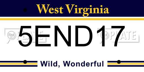 5END17 West Virginia License Plate