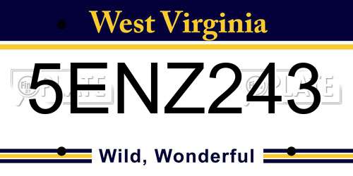 5ENZ243 West Virginia License Plate